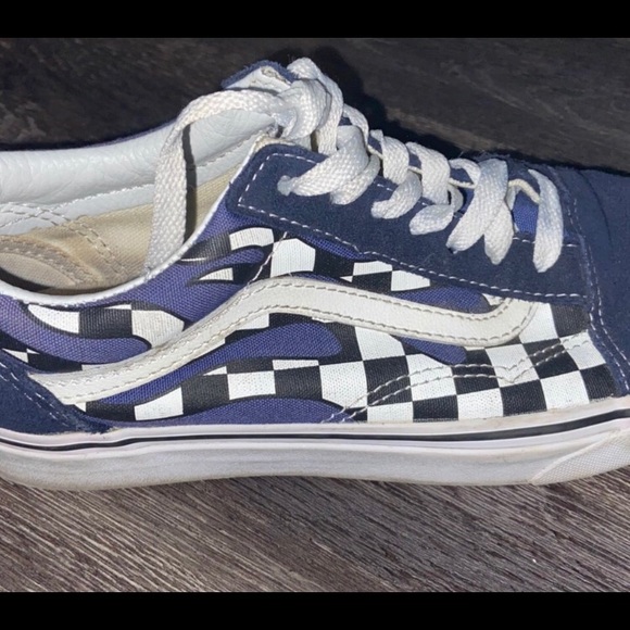 vans checkerboard blue flame